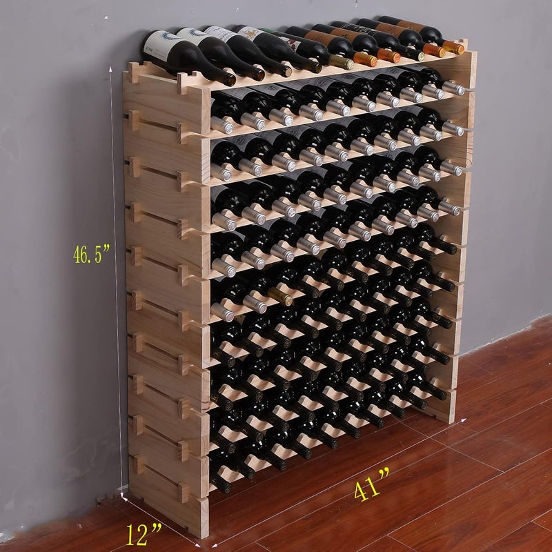 fdjamy Wine Rack Cabinet Freestanding for Floor Wooden Stackable Storage Modular countertop Wood Wine Holder (100bottle) - Image 3
